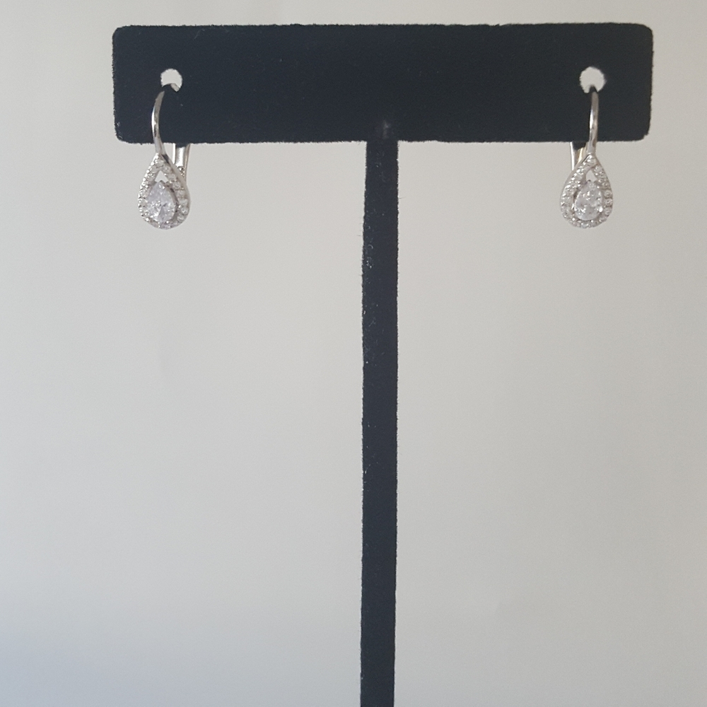 .925 Sterling Silver Cubic Zirconia 16mm Earrings New